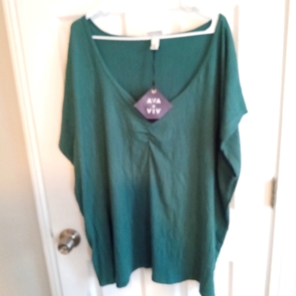 Ava & Viv Tops - *NWT! AVA & VIV V NECK CASUAL DRESS TOP GREEN PLUS SIZE 4X